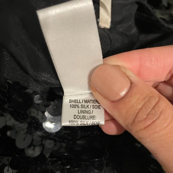 Vera Wang Lavender Label Black & Blue Sequins Silk Shift Dress - Picture 13 of 16